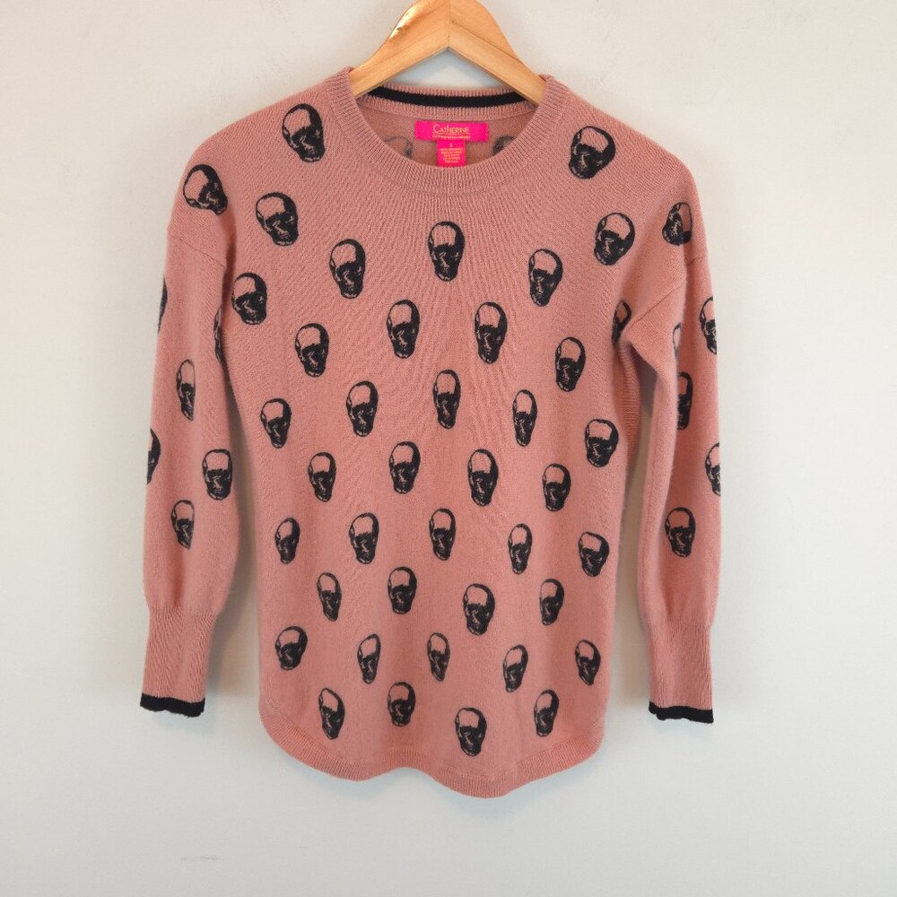 Catherine Malandrino Women's Blush Skull Print Cashmere Sweater